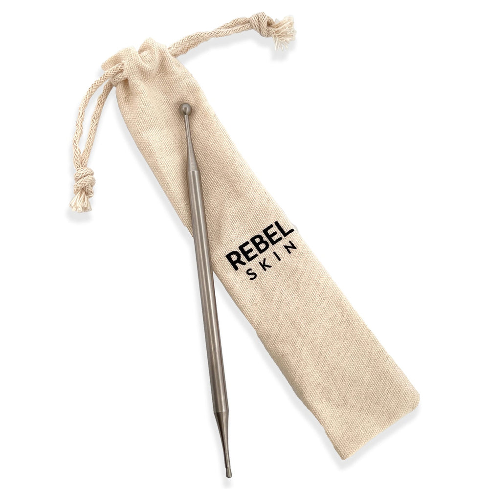 REBEL PEN acupressure tool with pouch for natural healing and facial care.